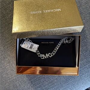Michael Kors Black Wallet with Silver Chain